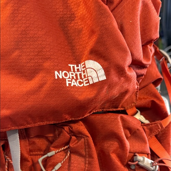 The North Face Banchee 65 Orange Red Hiking Pack with Gray Base - Picture 2 of 5